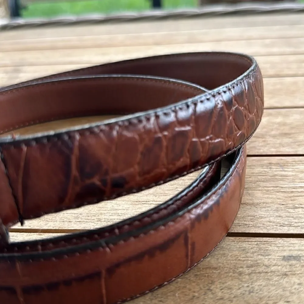 Crocodile  Brown Mens Leather Belt 48